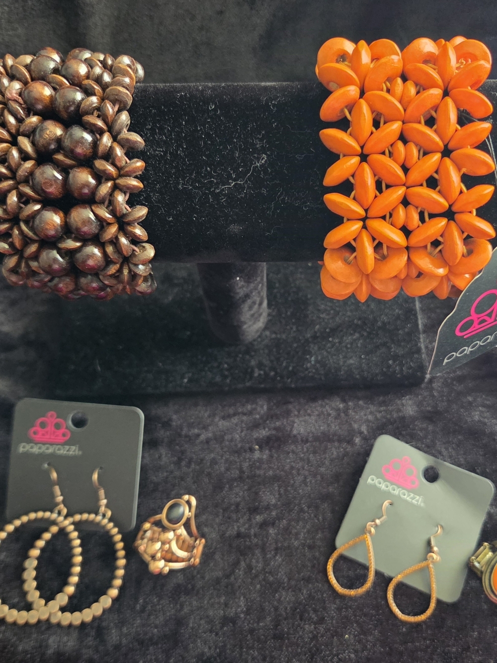 Paparazzi Orange Floral Bead Stretch Bracelet